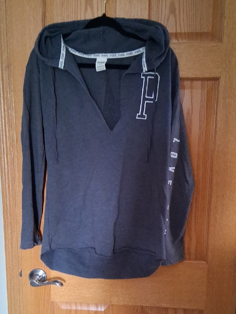 Victoria's Secret PINK Gray Pullover with Branded Neck Tape